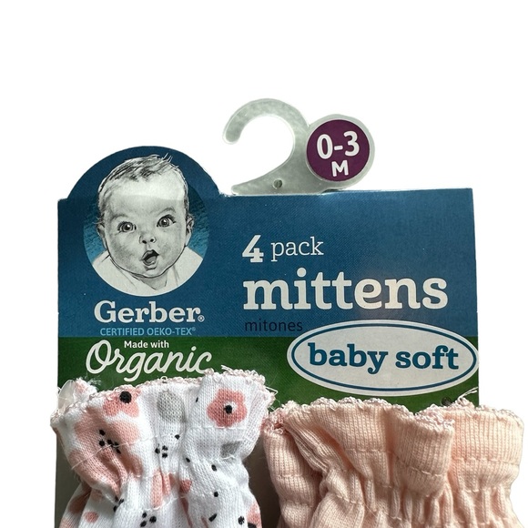 NWT Gerber Baby Girls Mittens 0 - 3 months - Picture 2 of 2